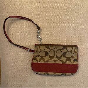 Coach Wristlet with Detachable Strap Vintage Brown and Red Monogram